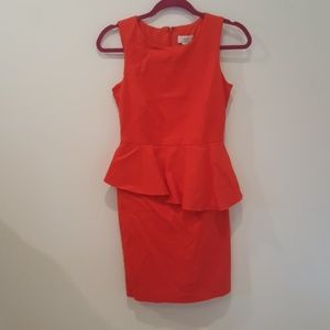 Ann Taylor Loft Red Orange Peplum Shift Dress
